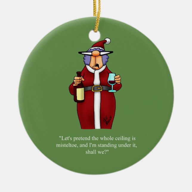 Funny Mistletoe Humour Ornament (Front)