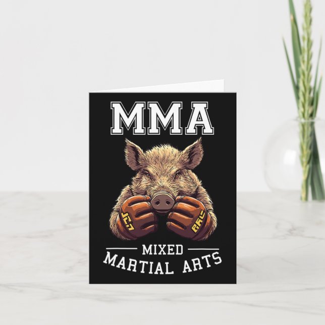 Funny Mma Boar Thai Boxing Cage Fighting  Card (Front)
