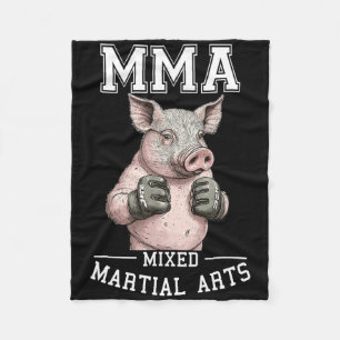 Funny Mma Pig - Thai Boxing Cage Fighting  Fleece Blanket