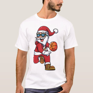 Funny Modern Basketball Santa Christmas Holidays T-Shirt