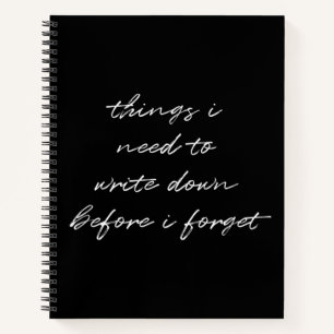 Funny Modern Black Minimalist Script To Do List Notebook