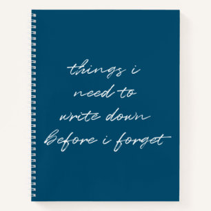 Funny Modern Blue Minimalist Script To Do List Notebook