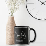 Funny Modern Boss Lady Black and White Script  Mug<br><div class="desc">Looking for a gift for that special boss?  One that is cute and fun? This design can be changed to a different name or message.  A simple red heart adds a sweet touch</div>