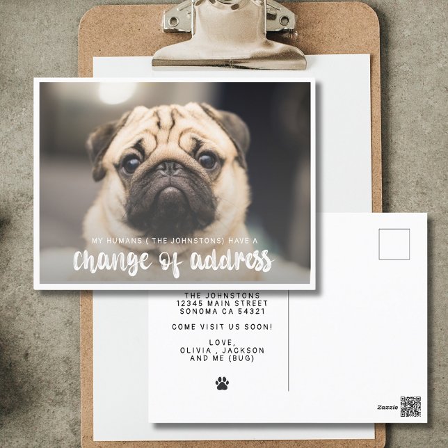 Funny Modern Change of Address Pet Dog Photo  Postcard (Creator Uploaded)