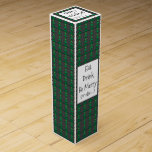 Funny Modern Christmas Tree Pattern Wine Gift Box<br><div class="desc">Add this modern dark grey and green Christmas tree design to add a humourous twist to the holiday season. It can easily be added to any space to compliment a collection or make statement on its own. The humourous message and address (to/from) can be customised to suit your needs. This...</div>