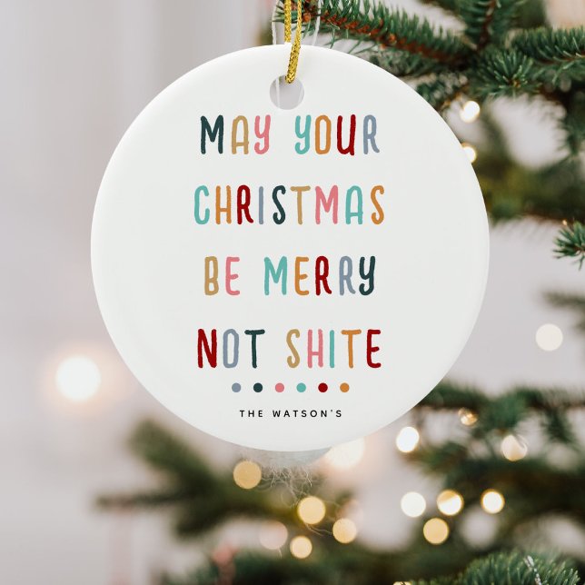 Funny Modern Colourful Personalised Christmas Gift Ceramic Ornament (Creator Uploaded)