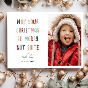 Funny Modern Colourful Photo Merry Christmas Holiday Card