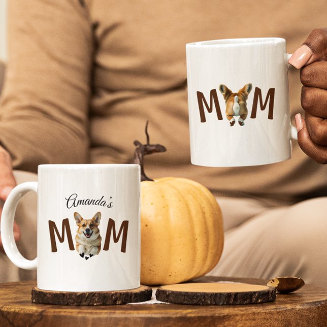 Funny modern cute Corgi puppy dog mama Coffee Mug (corgi mama coffee mug)