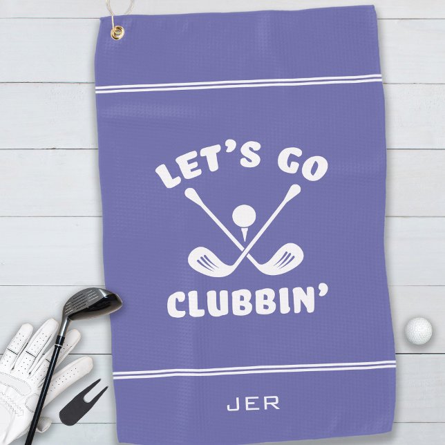 Funny Modern Golf Club Humour Golfer Pro Periwinkl Golf Towel (Creator Uploaded)