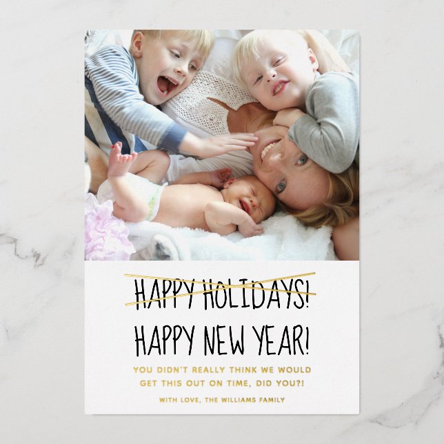 Funny Modern Happy New Year Holiday Card (Front)