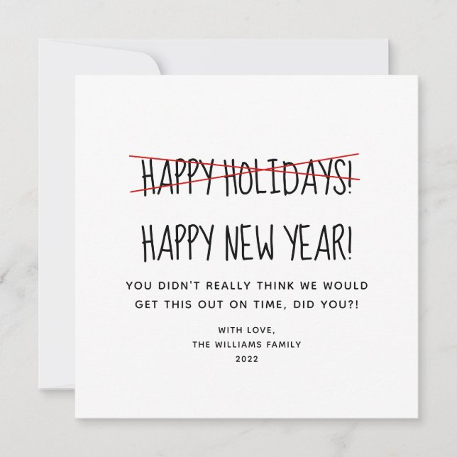 Funny Modern Happy New Year Holiday Card (Front)