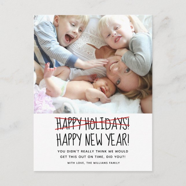 Funny Modern Happy New Year Holiday  Postcard (Front)