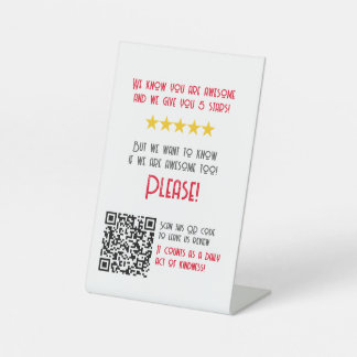 Funny modern leave a review promotional hostel pedestal sign