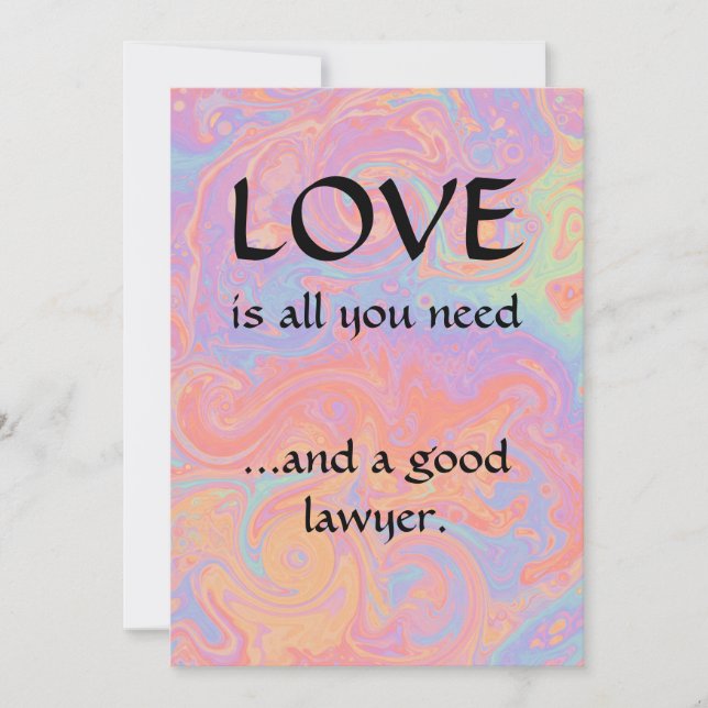 Funny Modern Love And A Good Lawyer Thank You Card (Front)