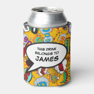 Funny Modern Personalised Comic Book Speech Bubble Can Cooler