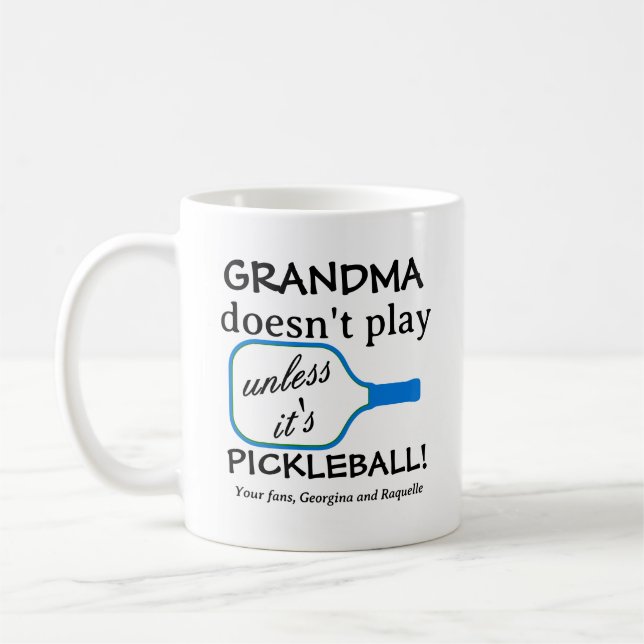 Funny Modern Pickleball Grandma Custom Typography Coffee Mug (Left)