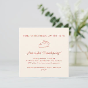 Funny Modern Pie Friendsgiving Party Thanksgiving Invitation