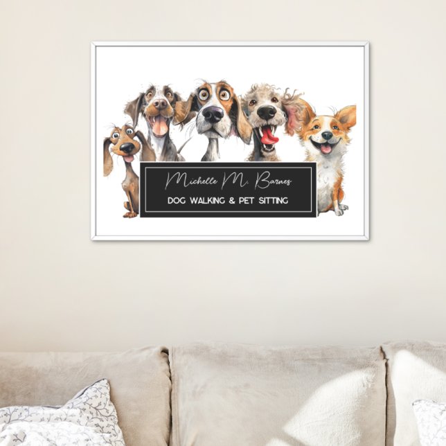 Funny Modern Puppy Dog Walker Pet Sitting Poster (Creator Uploaded)