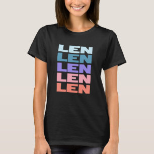 Funny Modern Repeated Text Design Len T-Shirt