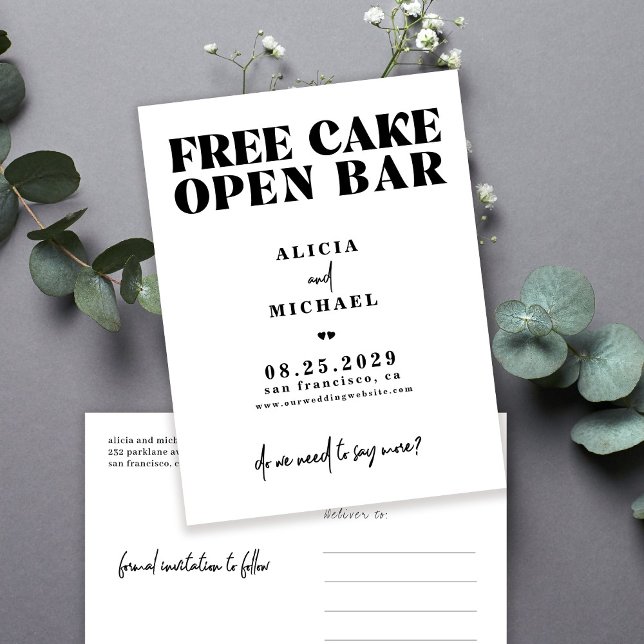 Funny modern simple casual wedding save the date announcement postcard (Creator Uploaded)