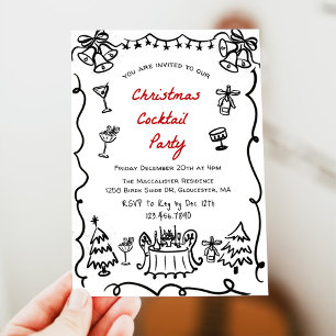 Funny Modern Simple Christmas Cocktail Party Invitation