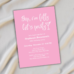 Funny Modern Sip I'm Fifty Woman's 50th Birthday Invitation