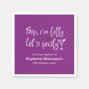 Funny Modern Sip I'm Fifty Woman's 50th Birthday Napkin