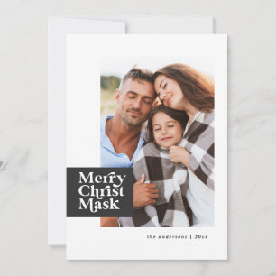 Funny modern typography covid christ mask photo holiday card