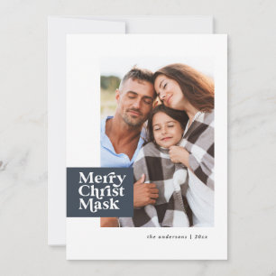 Funny modern typography covid christ mask photo holiday card