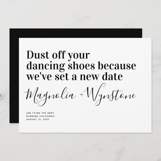 Funny Modern Typography Wedding Change the Date Save The Date (Front/Back)