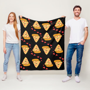 Funny modern vintage pizza pattern cheese retro fleece blanket