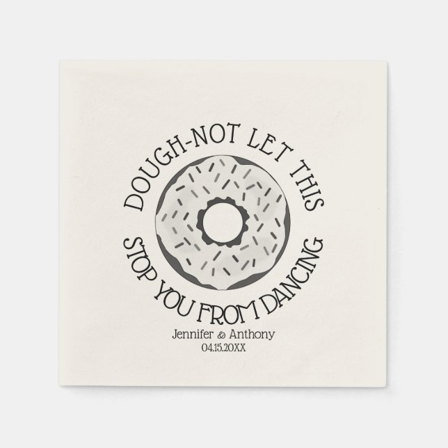 Funny Modern White Glazed Doughnut Treat Wedding Napkin (Front)
