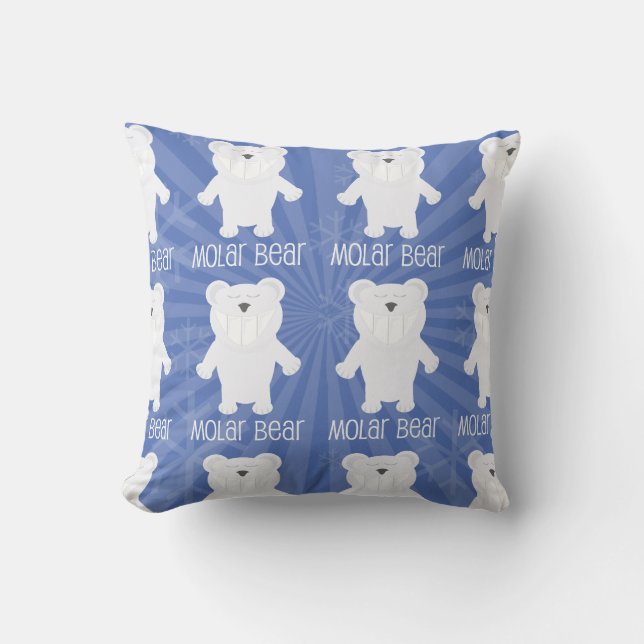 Funny Molar Bear Cartoon Polar Fun Pattern Cushion (Front)