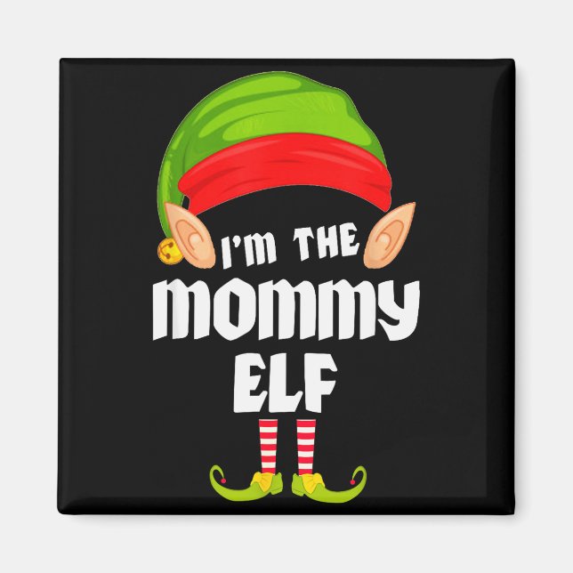 Funny Mommy Elf Matching Family Group Pj Christmas Magnet (Front)