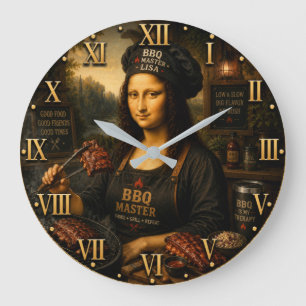 Funny Mona Lisa BBQ Master Barbecue Grill Decor Large Clock