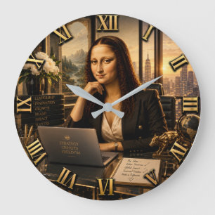 Funny Mona Lisa Businesswoman Executive Office Dec Large Clock