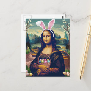 Funny Mona Lisa Easter Bunny Postcard