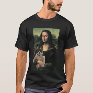 Funny Mona Lisa holding a French bulldog T-Shirt