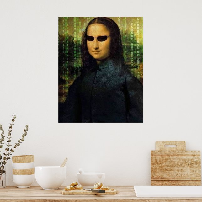 Funny Mona Lisa matrix Leonardo da Vinci Poster (Kitchen)