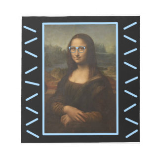 Funny Mona Lisa nerd glass Notepad