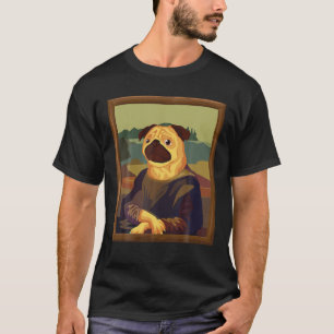 Funny Mona Lisa Pug Art Parody T Shirt