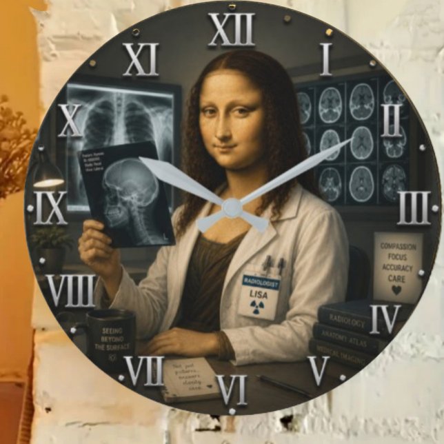 Funny Mona Lisa Radiologist Radiology Office Decor Large Clock (Creator Uploaded)