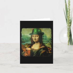 Funny Mona Lisa St. Patricks Day Shamrock Hat Lepr Card
