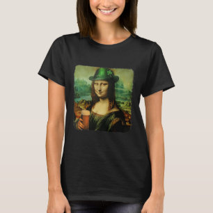 Funny Mona Lisa St. Patricks Day Shamrock Hat Lepr T-Shirt