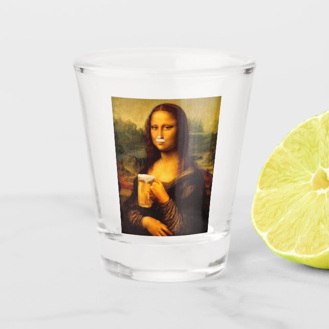  Funny Mona Lisa Unique Gift Beer Lover Shot Glass (Front)