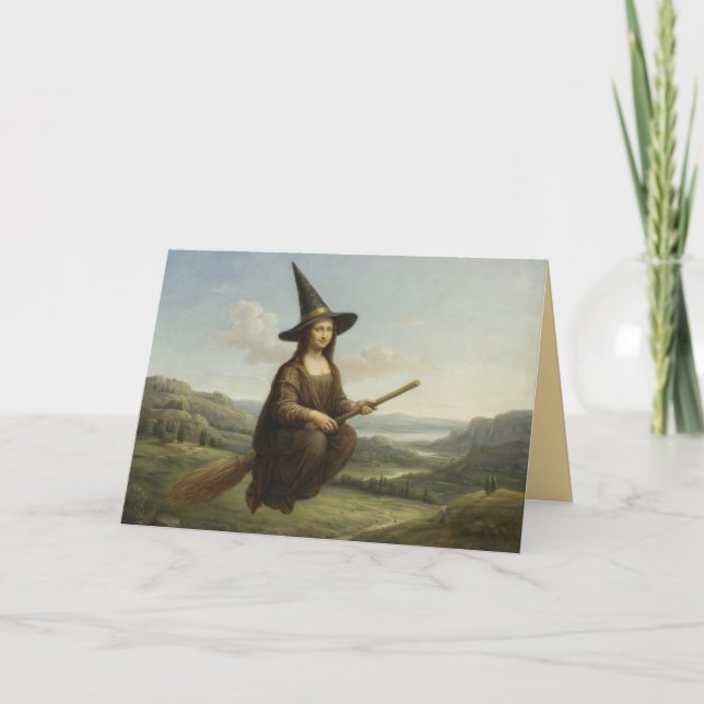 Funny Mona Lisa Witch Halloween Card (Front)