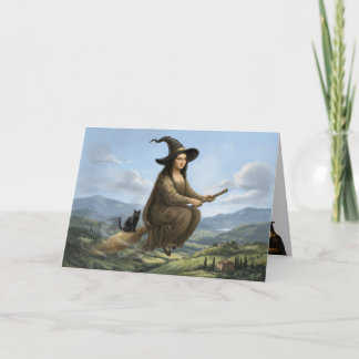 Funny Mona Lisa Witch Halloween Card