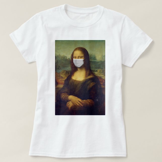 Funny Monalisa Wears Coronavirus Facial Mask T-Shirt (Design Front)
