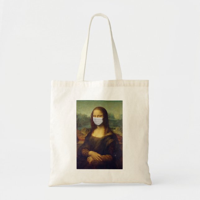 Funny Monalisa Wears Coronavirus Facial Mask Tote Bag (Front)