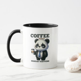 Funny Monday coffee panda bear word art Mug
